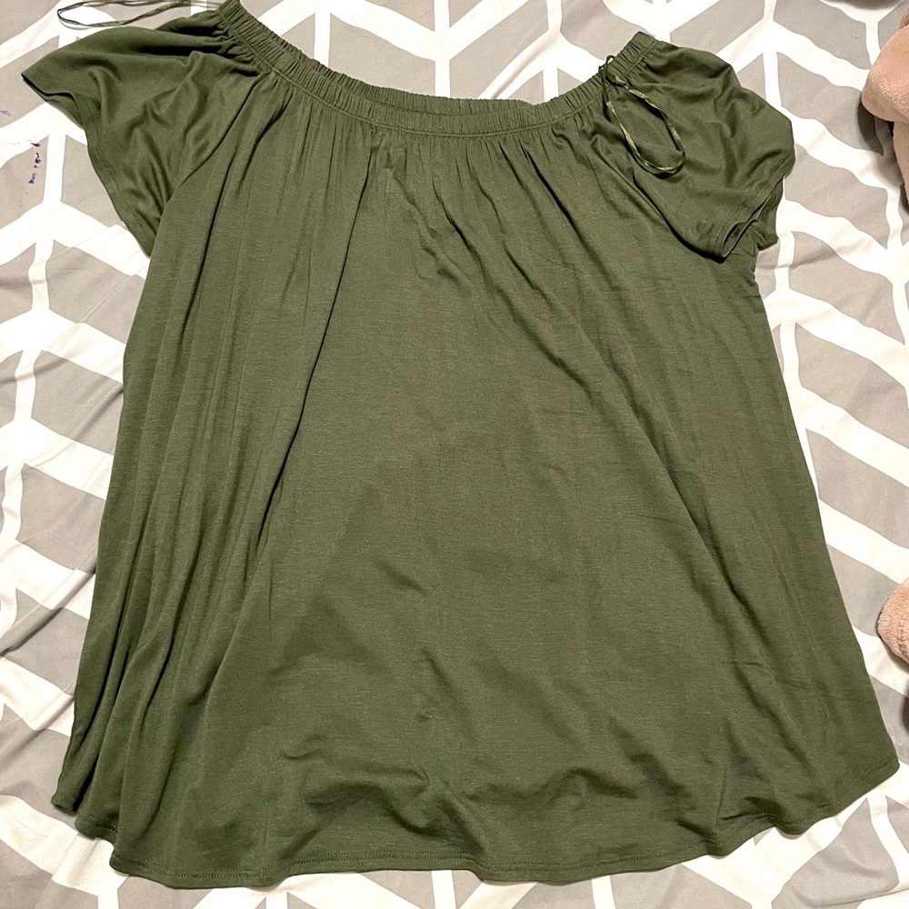 off the shoulder long flowy shirt